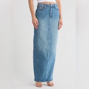 Good American denim maxi skirt